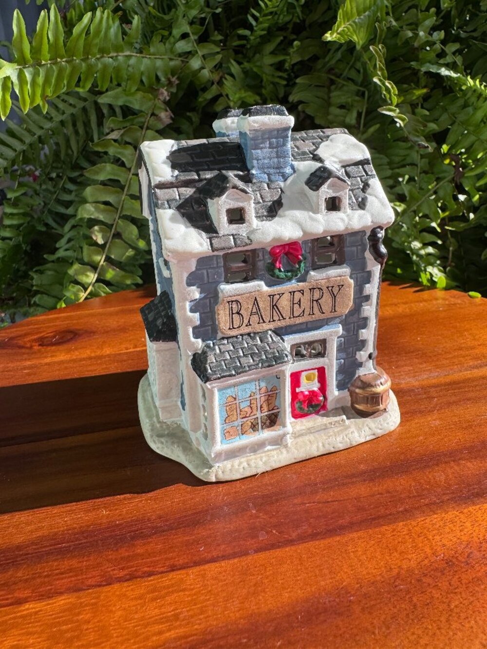 Vintage Cindy Blue Bakery Porcelain Mini House 1980s Christmas Village Decor